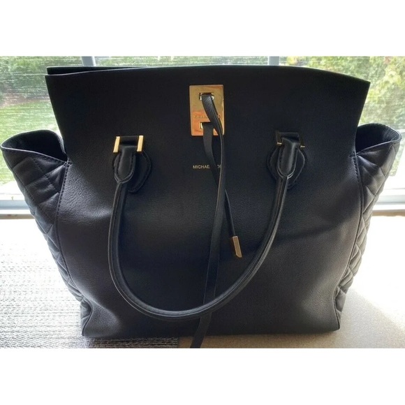 MICHAEL KORS COLLECTION MIRANDA TOTE QUILTED - BLACK - PREOWNED - MSRP $1295 - Picture 3 of 6